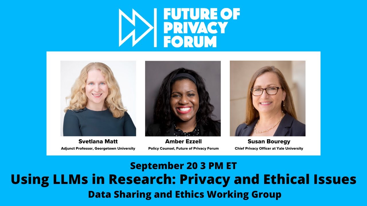 Data Sharing and Ethics Working Group: Using LLMs in Research: Privacy and Ethical Issues