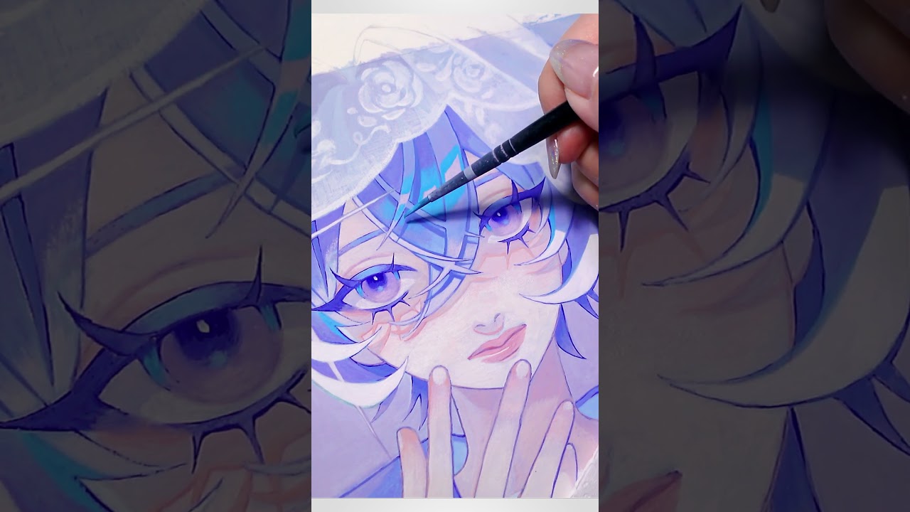 finishing my fav gouache painting ✧ #drawwithme #holbein