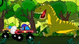 Dinosaur Cartoons for Children- Little Red Truck rescue baby T-REX Animation for Kids