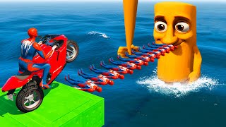 SPIDER-MAN against TUNG TUNG TUNG SAHUR on Motorcycle in RAINBOW SPIDERS BRIDGE | GTA MULTIVERSE