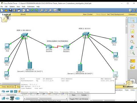 Redes  - 1 ( Interligando 2 roteadores ( Packet Tracer ) - Prof. Paulo Roberto)