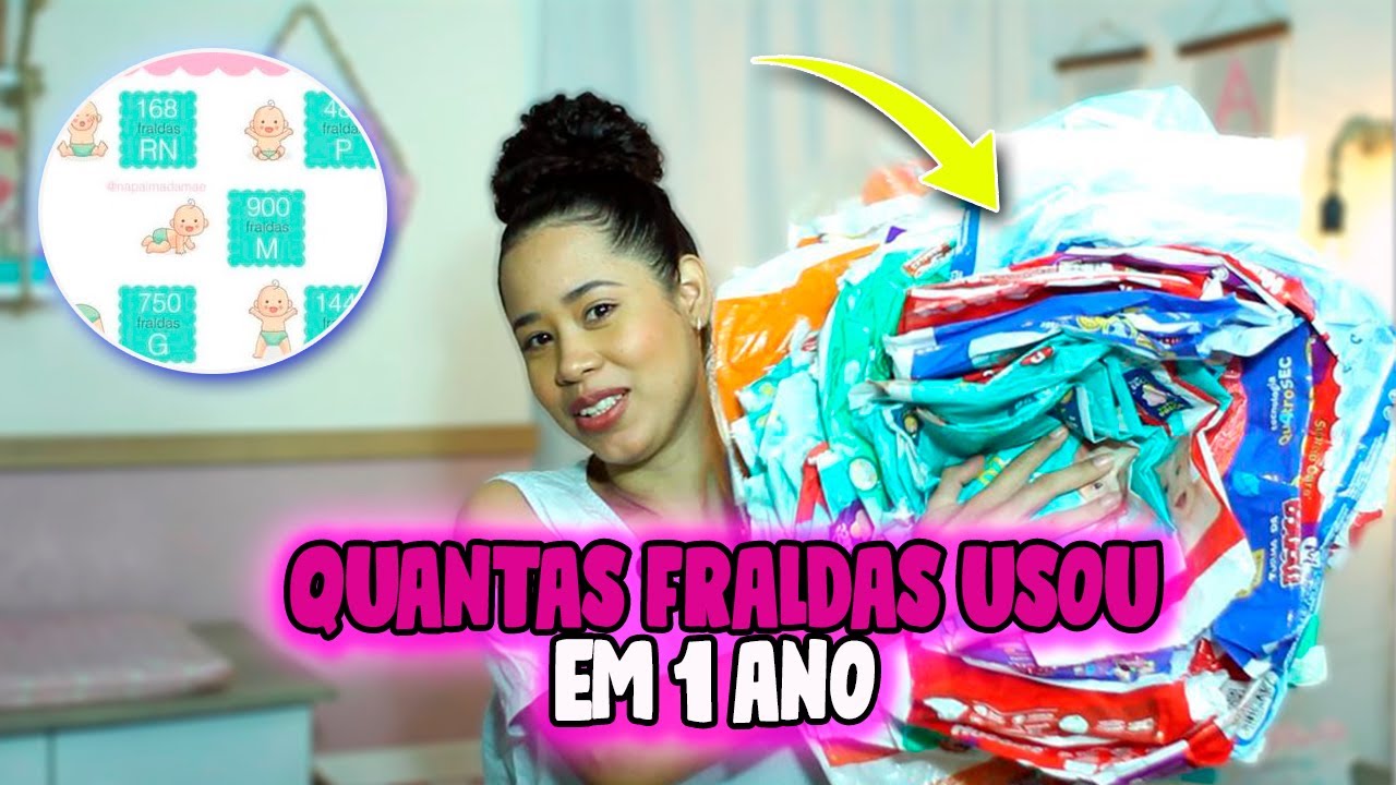 QUANTAS FRALDAS MINHA BEBÊ USOU DESDE DE RN ATÉ 1 ANO | GUARDEI TODOS OS PACOTES DE FRALDA