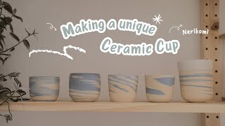 How I make a unique ceramic cup | The entire pottery process |  Agateware/Nerikomi Patterns | 绞胎陶瓷制作