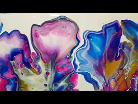 Acrylic Pouring Techniques l BLOWN FLOWER BLOOM l Fluid Acrylic