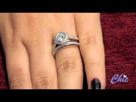 Elegant Engagement ring with a matching band with cz in platinum- Item #PMA6420