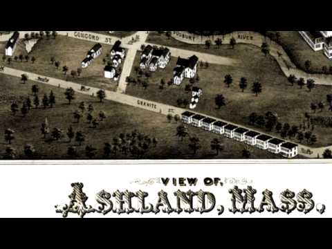 Ashland Massachusetts 1878 Panoramic Bird's Eye View Map 7430