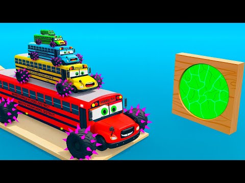 Small Cars on Big Car vs Slide Color with Portal Pool - Cars vs Deep Water - BeamNG.Drive #2