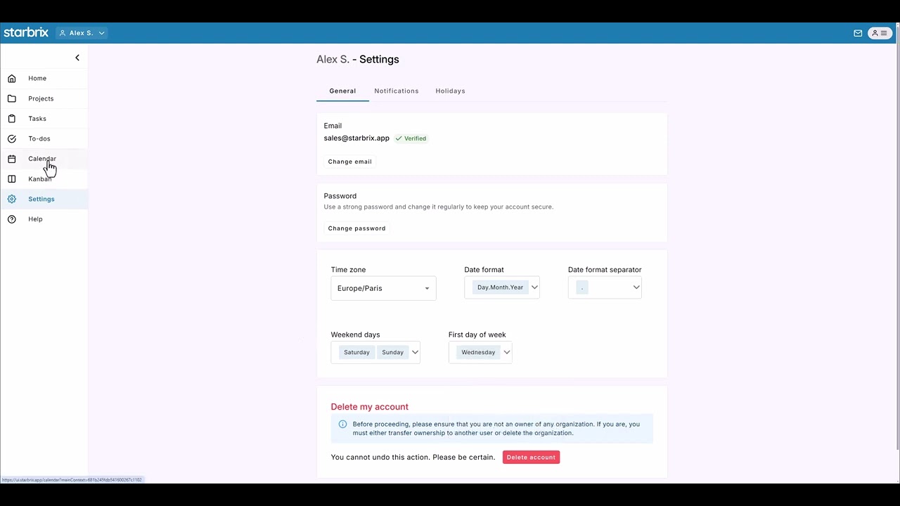 How to Set the First Day of the Week