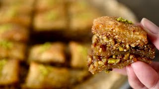 Baklava-like sweets made with pistachios, walnuts, and rice paper