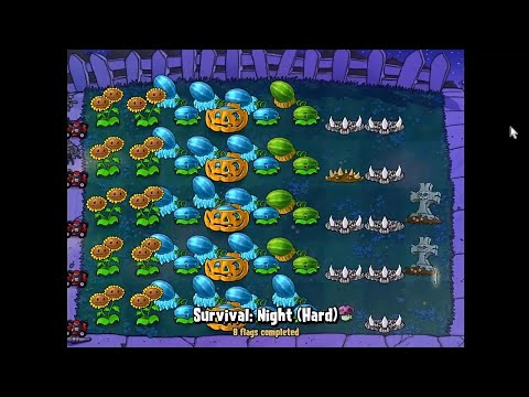 Plants vs Zombies | Survival: Night (Hard)