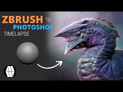 ZBrush to Photoshop Timelapse - Dragon Bust concept