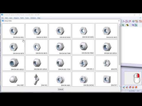VariCAD – Selecting Library Parts from Assembly Tree Scheme, Changing Part Types and Dimensions