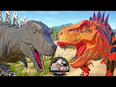 MAX LEVEL 40 TYRANNOSAURUS REX vs GODZILLA Dinosaurs Fight 🌍 JURASSIC WORLD EVOLUTION