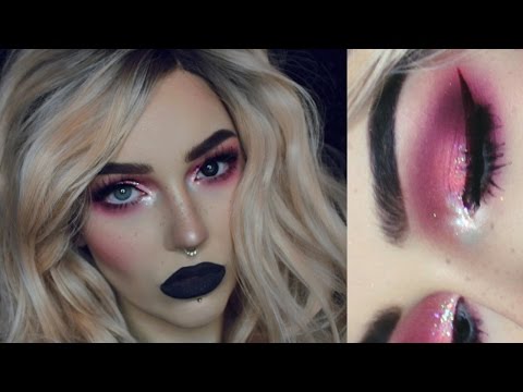 pink glitter & black lipstick talk through makeup tutorial omg this is so long im sorry