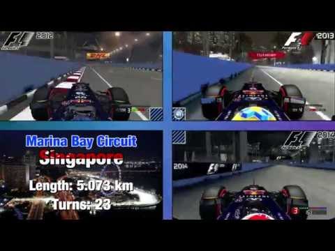 F1 2014 vs. F1 2013 vs. F1 2012 • Graphics and Sound Comparison Singapore [HD+]
