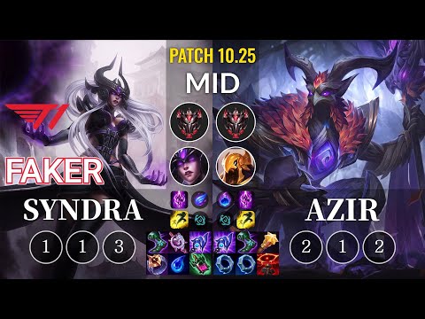 T1 Faker Syndra vs Azir Mid - KR Patch 10.25