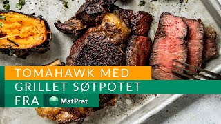 Tomahawk med grillet søtpotet