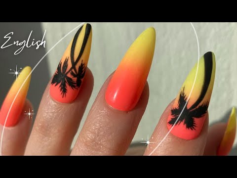 How to create Perfect Gel Ombre with a Sponge and No Bumps + Palm Trees