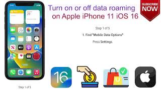 How to Turn on or off data roaming on Apple iPhone 11 iOS 16