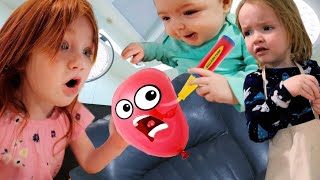 c r a z y BALLOON STORE!!  Adley is THE BOSS!  Granny Mom &amp; Niko Bear play pretend new shopping game
