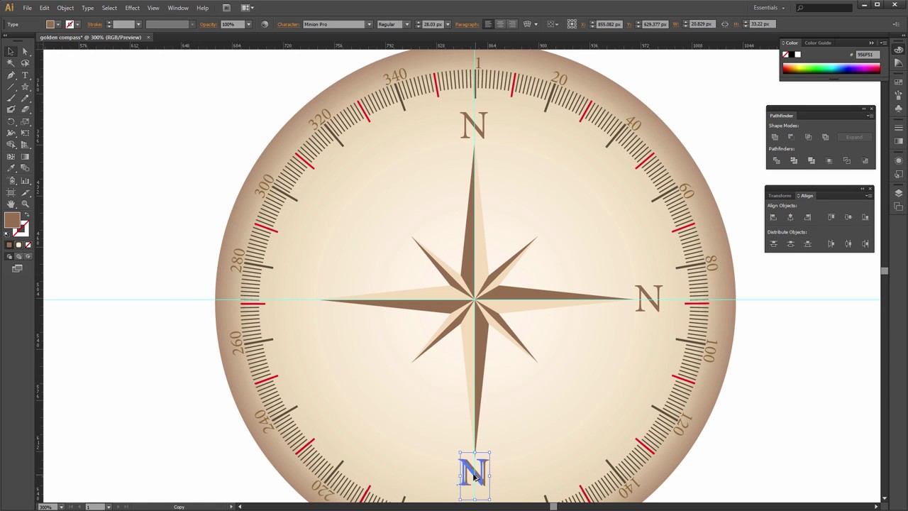 How to create a Golden Compass Vector in Illustrator