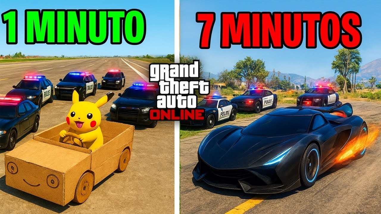 ESCAPANDO de la POLICÍA pero mi COCHE MEJORA cada MINUTO! SOY INVENCIBLE!! - GTA 5 ONLINE