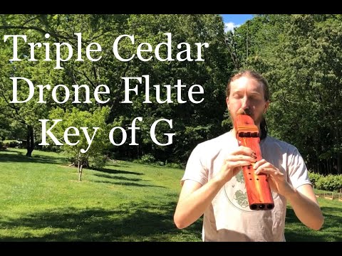 Aromatic Cedar Triple Drone Flute Key of G - Elemental Flutes