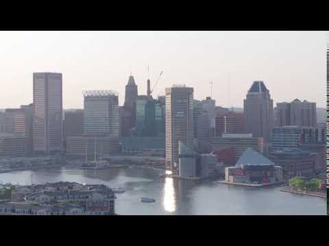 baltimore skyline drone shot