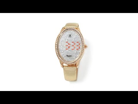 Victoria Wieck Crystal LED Metallic Leather Strap Watch