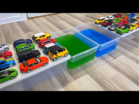 Diecast Cars Falling Into The Green Water