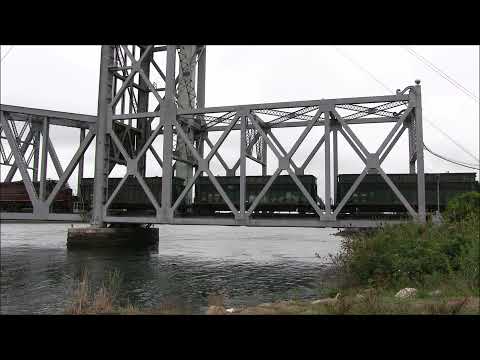 [HD] Mass Coastal Railroad Energy Train crosses the Cape Cod Canal - September 2020