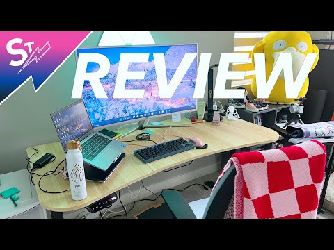 VIVO 32 inch Desk Converter, K Series, Height Adjustable Sit to Stand Riser, Dual Monitor and Laptop Workstation with Wide Keyboard Tray, Black, DESK-V000K video review thumbnail