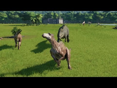 Carcharodontosaurus Release in Herbivore Enclosure - Jurassic World Evolution