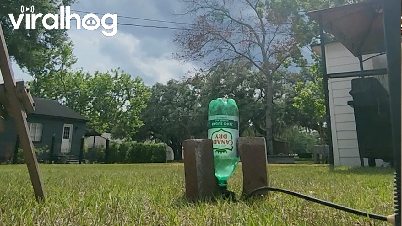 Turning a Soda Bottle Into a Water-Powered Rocket With a Bike Pump || ViralHog