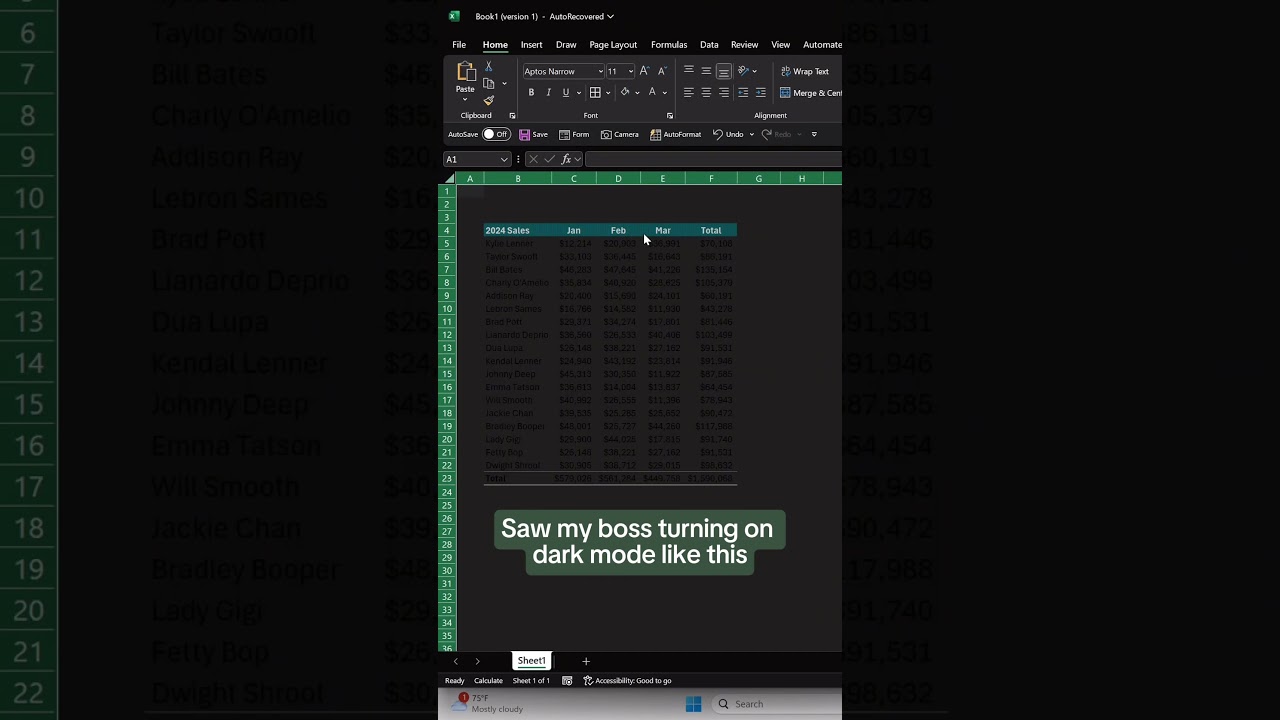 How to active Excel Dark Mode. 🌙 Are you team dark mode or light mode? #excel #workhack #tutorial