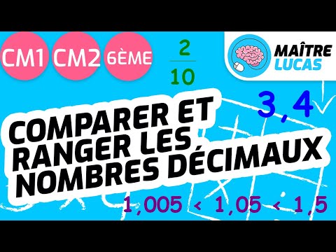 Comparer et ranger des nombres décimaux CM1 - CM2 - 6ème - Cycle 3 - Maths