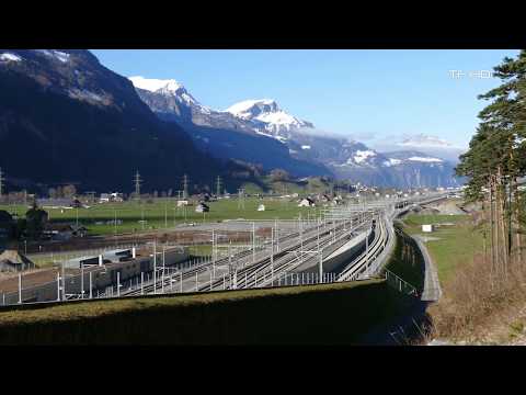 Züge auf der Gotthardbahn-Winter 2017-Zeitraffer Basistunnel Erstfeld