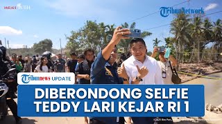 Teddy Kewalahan Diberondong Ajakan Selfie Warga Tapsel hingga Lari-lari Tertinggal Rombongan Prabowo