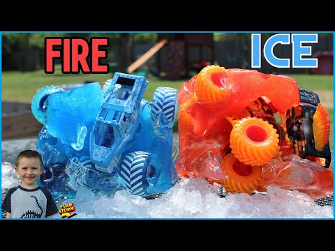 Monster Truck Monday Monster Jam Fire and Ice FROZEN Play at Home with Monster Trucks