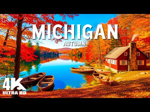 AUTUMN IN MICHIGAN 4K 🍁 Flying Over Michigan’s Breathtaking Autumn Colors and Natural Beauty