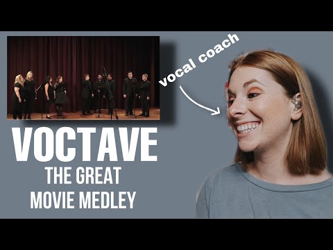 Vocal Coach reacts to Voctave-"The great Movie Medley"