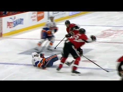 Karlsson sends Leddy to the ice