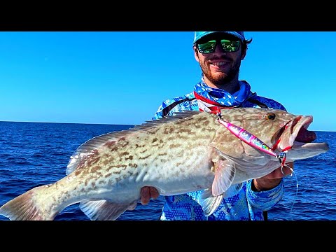 Slow Pitch Jigging for Deep Water Gag Grouper (Mako Shark Encounter)
