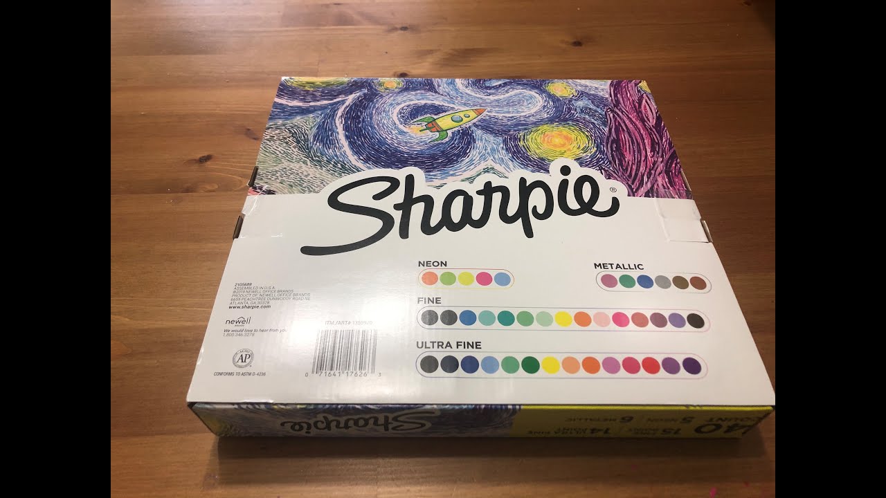 Sharpie 40 Permanent Markers Quick Unboxing - Assorted Metalic Neon Ultra fine point & Fine Point