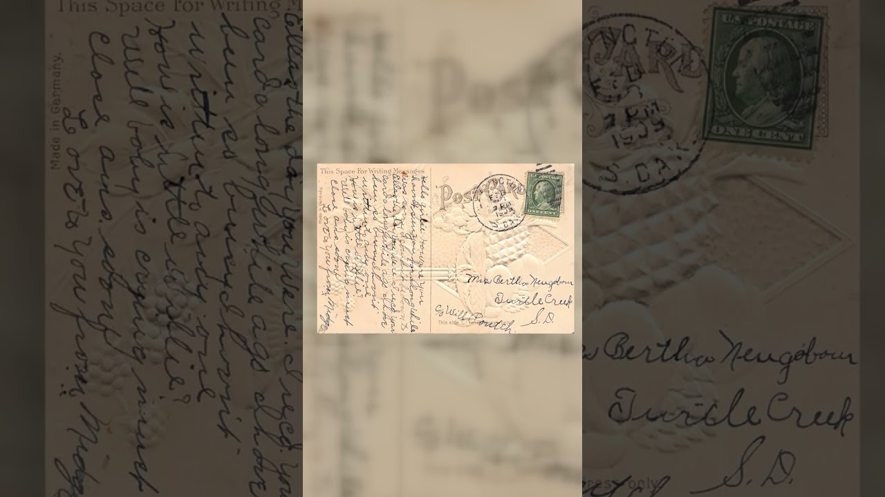 German Publisher, Embossed Divided Back, Roses, 1909 Postmark Video