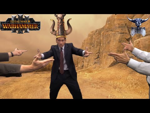 Chaos Dwarf Lords Fighting Over a Tower of Zharr Seat Total War Warhammer