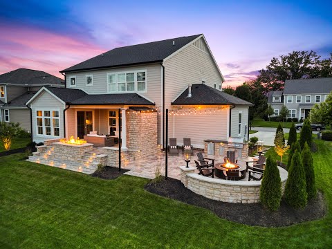 OUTDOOR-FX TRAVERTINE PATIO WITH FIRE FEATURE, FIREPLACE AND FIRE PIT IN PLAIN CITY, OH