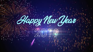 Happy New Year 2019 Lights and Fireworks Greeting Animation