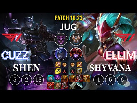 T1 Cuzz Shen vs T1 Ellim Shyvana Jungle - KR Patch 10.23