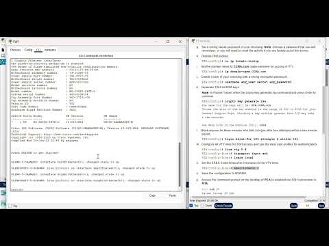 16.4.6 Packet Tracer - Configure Secure Password and SSH